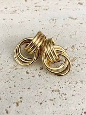Anthropologie Gold Knot Hoop Earrings